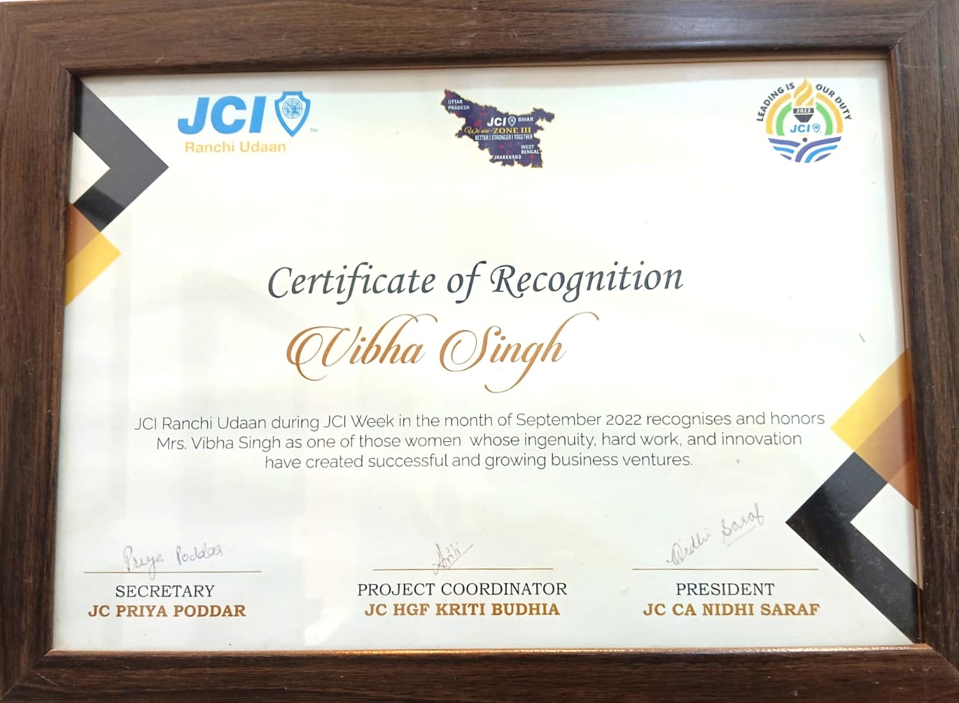 Certificate of Recognition